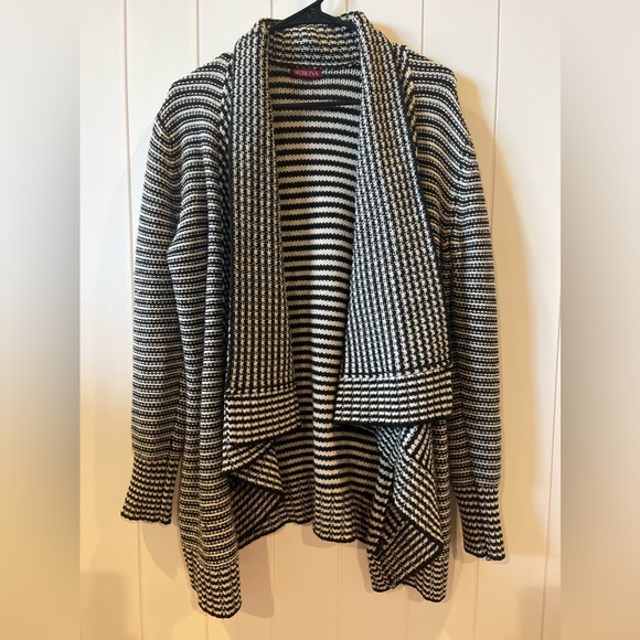 Merona
White Stripe Open Front Shaw Collar Sweater Cardigan - Picture 4 of 4